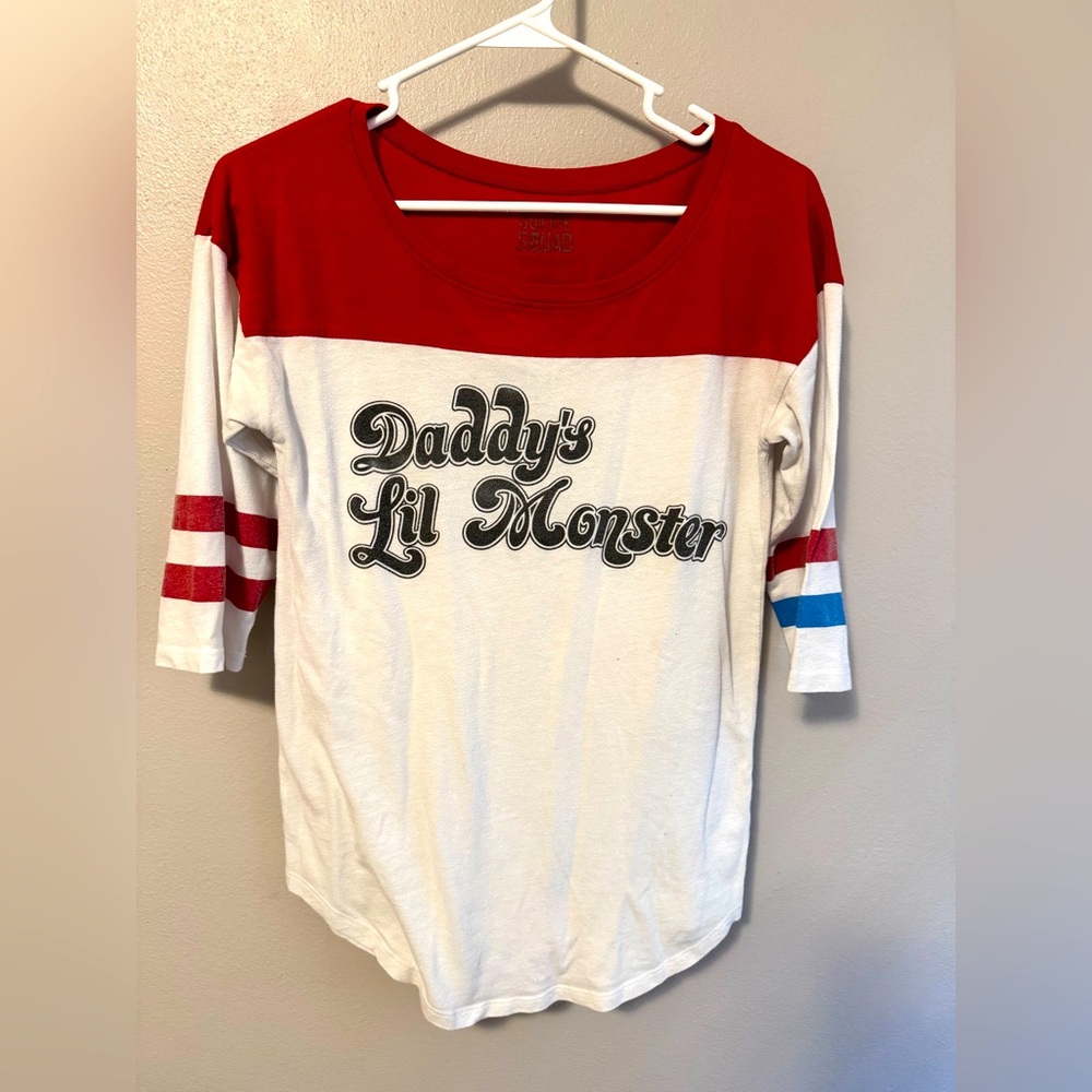 Licensed Harley Quinn Top Shirt Daddy’s Little Monster Suicide Squad
